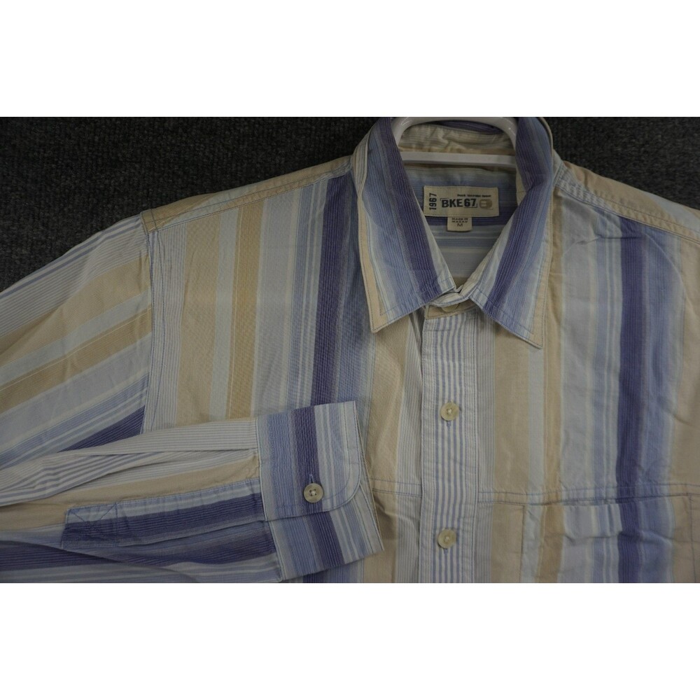 Buckle BKE 67 Shirt Mens Medium Button Up Striped Long Sleeve